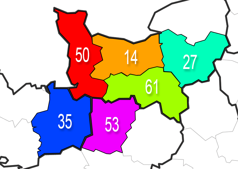 Carte des départements couverts